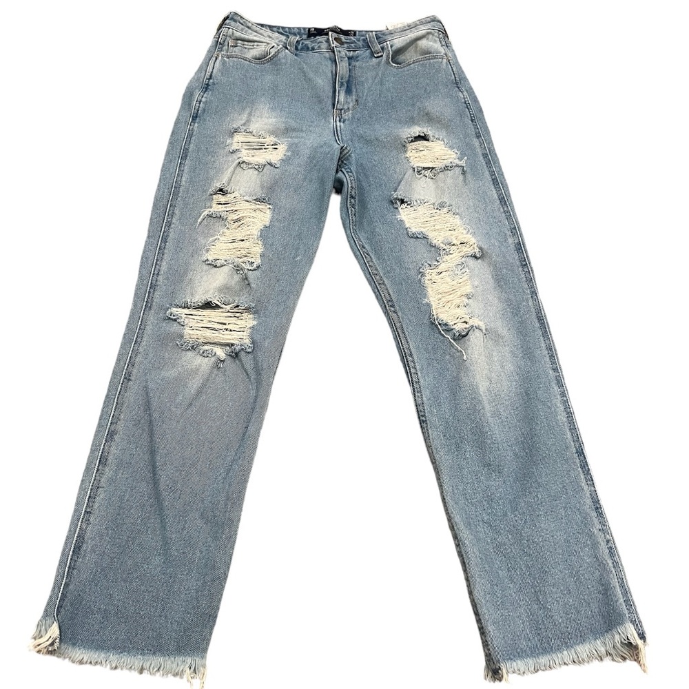 Hollister Vintage Stretch Ultra High-Rise Mom Jeans Distress Blue Light Wash 7R